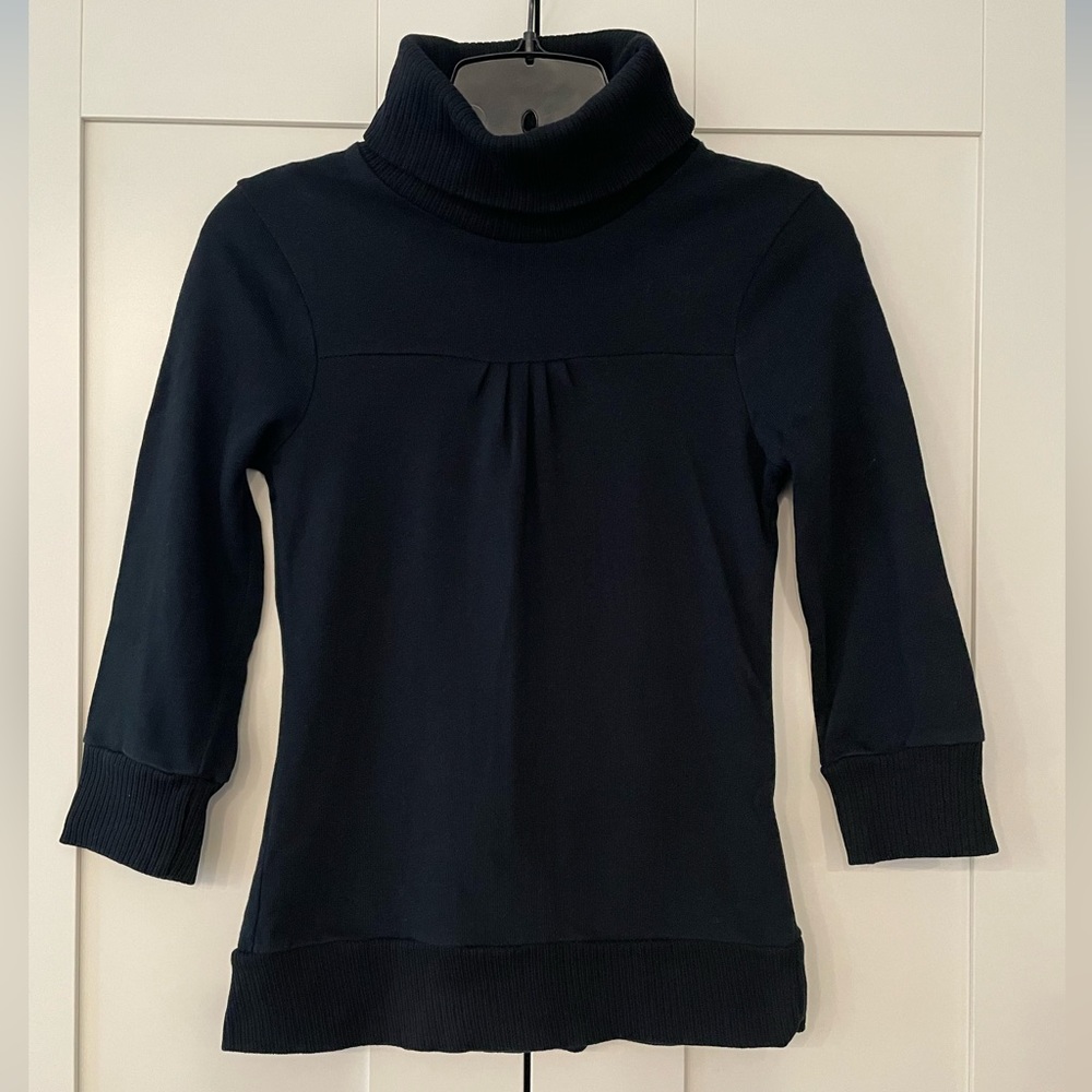 Women Black Turtleneck 3/4 Sleeve Top